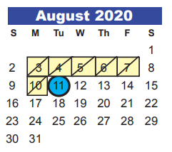 District School Academic Calendar for Maplebrook Elementary for August 2020