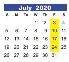 District School Academic Calendar for Foster Elementary for July 2020