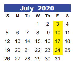 District School Academic Calendar for Summerwood Elementary for July 2020