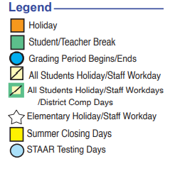 District School Academic Calendar Legend for Early Learning Wing