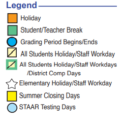 District School Academic Calendar Legend for Timberwood Middle