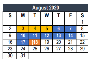 District School Academic Calendar for Hurst J H for August 2020