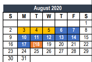 District School Academic Calendar for Transition Program for August 2020