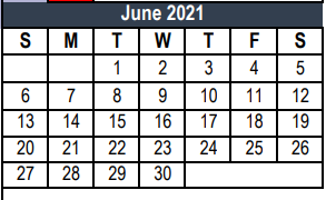 District School Academic Calendar for Bellaire Elementary for June 2021