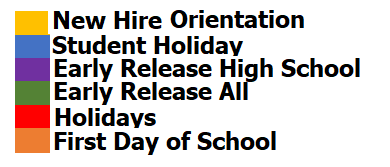 District School Academic Calendar Legend for Transition Program