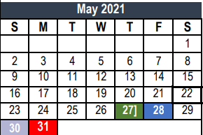 District School Academic Calendar for Meadow Creek Elementary for May 2021