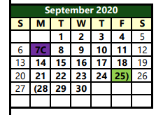 District School Academic Calendar for W F George Middle for September 2020