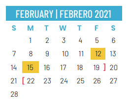 District School Academic Calendar for Brown Elementary for February 2021