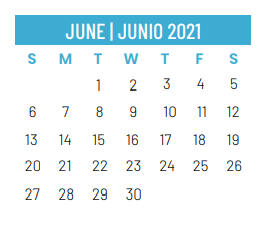 District School Academic Calendar for Secondary Reassign Ctr for June 2021
