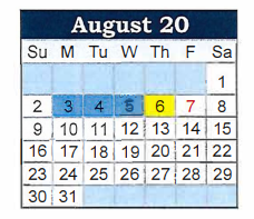 District School Academic Calendar for Talbott Elementary School for August 2020