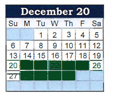 District School Academic Calendar for Talbott Elementary School for December 2020