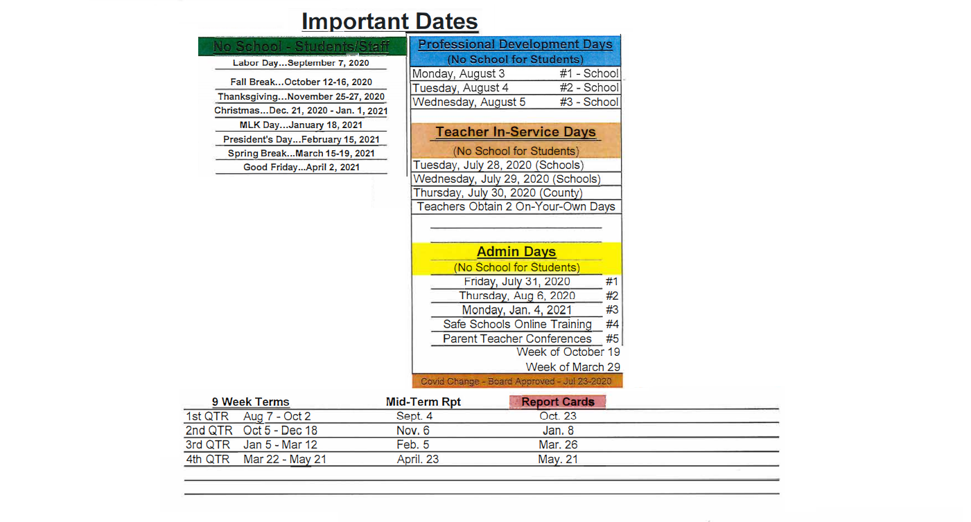 District School Academic Calendar Key for Piedmont Elementary School