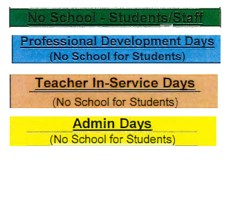 District School Academic Calendar Legend for New Market Elementary School