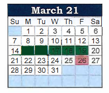 District School Academic Calendar for Maury Middle School for March 2021