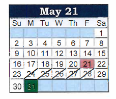 District School Academic Calendar for Rush Strong Elementary School for May 2021