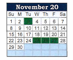 District School Academic Calendar for Talbott Elementary School for November 2020