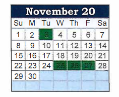 District School Academic Calendar for Maury Middle School for November 2020