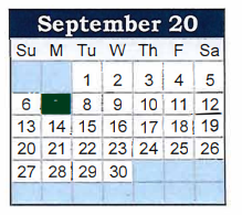District School Academic Calendar for Jefferson Middle School for September 2020