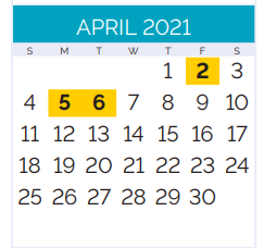 District School Academic Calendar for John Ehret High School for April 2021