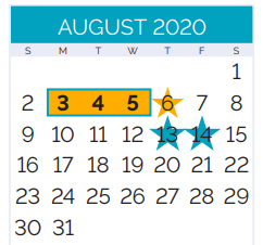 District School Academic Calendar for Theodore Roosevelt Middle School for August 2020