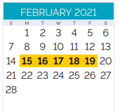 District School Academic Calendar for Kate Middleton Elementary School for February 2021
