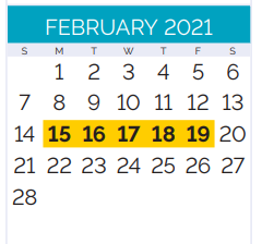 District School Academic Calendar for Gretna NO. 2 Academy For Advanced Studies for February 2021