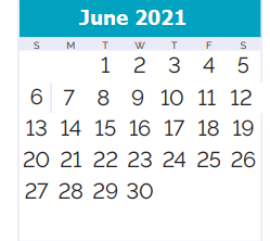 District School Academic Calendar for Waggaman Special School for June 2021