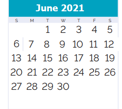 District School Academic Calendar for Paul J. Solis Elementary School for June 2021