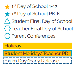 District School Academic Calendar Legend for Gretna NO. 2 Academy For Advanced Studies