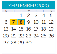 District School Academic Calendar for T.H. Harris Middle School for September 2020
