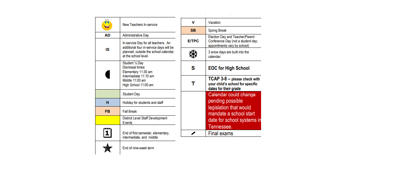 District School Academic Calendar Key for North Side Elementary School