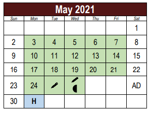 District School Academic Calendar for South Side Elementary School for May 2021