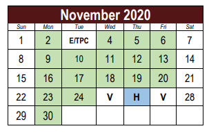 District School Academic Calendar for Mountain View Elementary School for November 2020