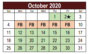 District School Academic Calendar for Lake Ridge Elementary School for October 2020