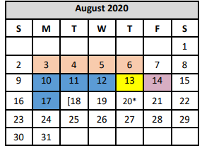 District School Academic Calendar for Park Village Elementary for August 2020