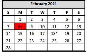 District School Academic Calendar for Kirby Middle for February 2021