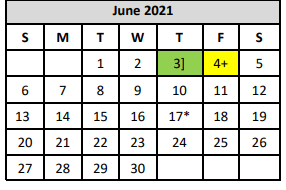 District School Academic Calendar for Karen Wagner High School for June 2021