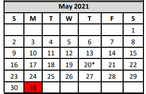 District School Academic Calendar for Henry Metzger Middle School for May 2021