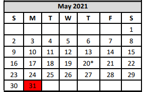 District School Academic Calendar for Judson High School for May 2021