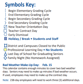 District School Academic Calendar Legend for Memorial Parkway Elementary