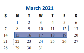 District School Academic Calendar for School For Accelerated Lrn for March 2021