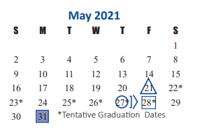 District School Academic Calendar for Taylor High School for May 2021