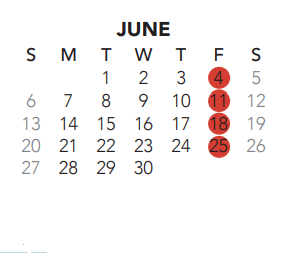District School Academic Calendar for Bear Creek Intermediate for June 2021