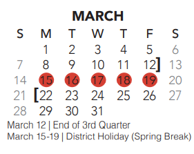 District School Academic Calendar for Heritage Elementary for March 2021