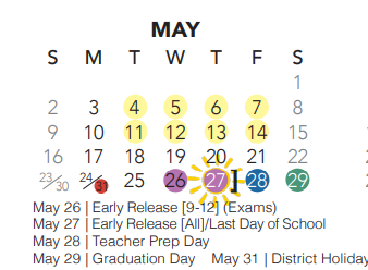 District School Academic Calendar for Park Glen Elementary for May 2021