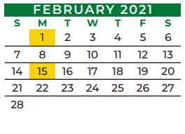 District School Academic Calendar for James F Delaney Elementary School for February 2021