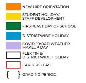 District School Academic Calendar Legend for James A Arthur Intermediate School