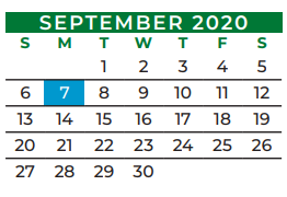 District School Academic Calendar for Kennedale J H for September 2020