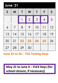 District School Academic Calendar for Maude Laird Middle for June 2021