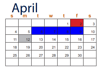 District School Academic Calendar for Cedar Valley Elementary for April 2021